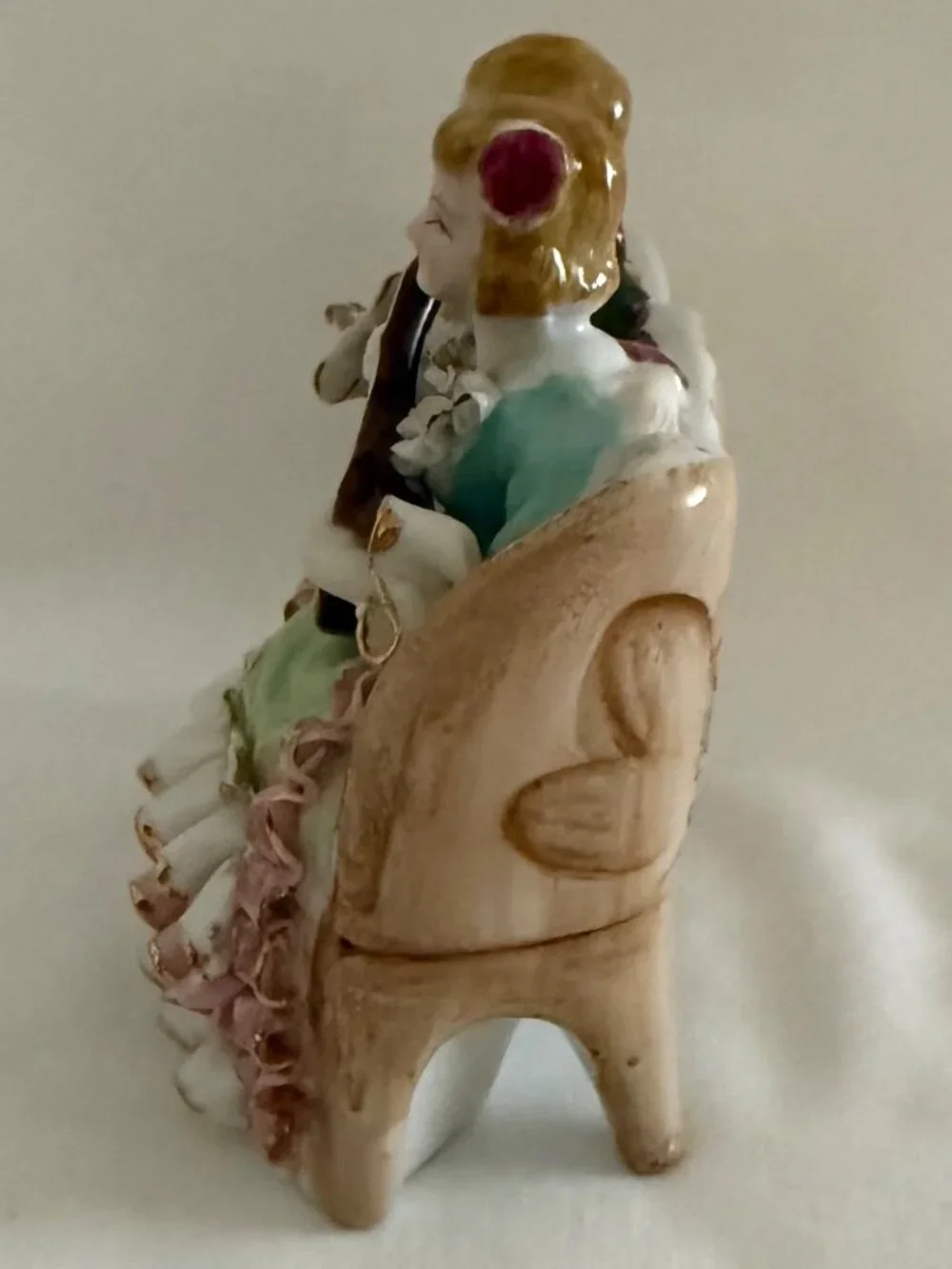 Vintage Bone China Lace Musical Couple Figurine Mandolin Players Hand Painted Po - Picture 3 of 15